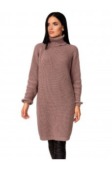 Вязаное платье свитер фрезового цвета