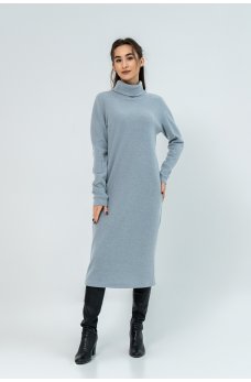 Серое практичное свободное женское платье