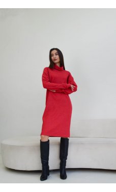 Уютное женское платье терракотового цвета