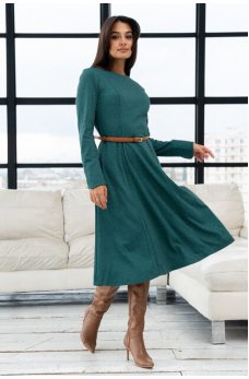 Актуальное платье-миди цвета виридиан