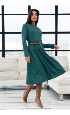 Актуальное платье-миди цвета виридиан