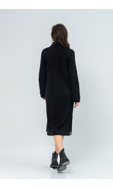 Черное теплое универсальное платье-миди