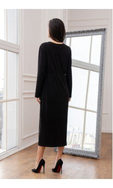 Черное практичное женское трикотажное платье
