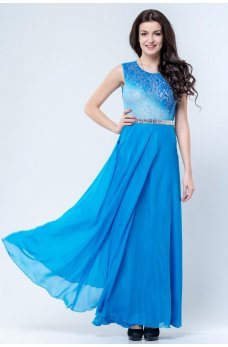 Шикарное вечернее платье с открытой спинкой голубое