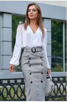Элегантная деловая юбка серого цвета