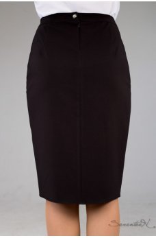 Оригинальная черная юбка с эко-кожи и костюмной ткани