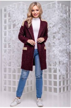 Свободный повседневный кардиган цвета марсала