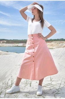 Розовая нежная юбка миди