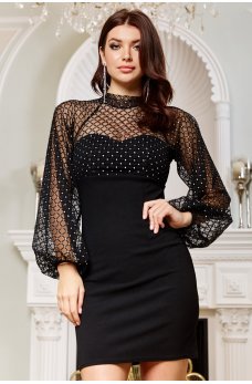 Черное короткое коктейльное платье
