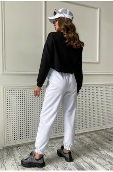 Белые повседневные стильные брюки с принтом