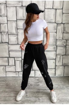 Черные трендовые женские брюки в спортивном стиле