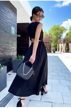 Черное гламурное роскошное платье миди