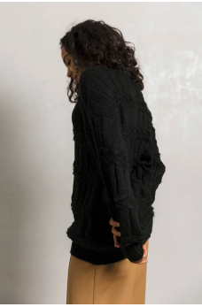 Черный базовый вязаный свитер