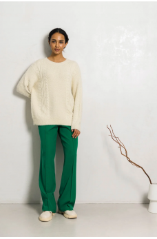 Зеленые прямые классические брюки с отсрочкой