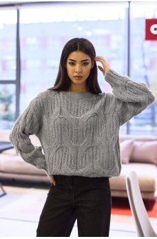 Серый однотонный джемпер из плотной вязки