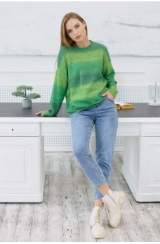 Зеленый вязаный повседневный джемпер