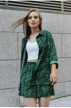 Зеленый современный женский костюм с принтом