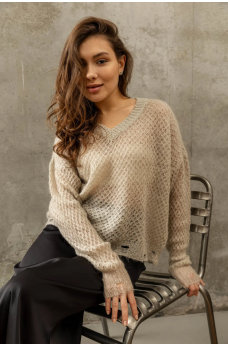 Серый стильный женский пуловер