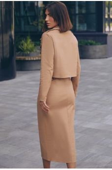 Коричневая трендовая куртка-пиджак из стрейч-коттона.