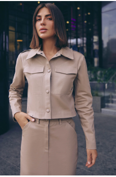 Бежевая привлекательная укороченная куртка-пиджак