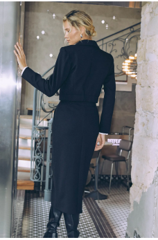 Черная женская трендовая юбка с разрезом