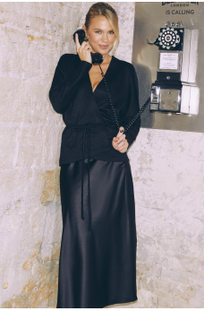 Черная изысканная женская юбка из шелка