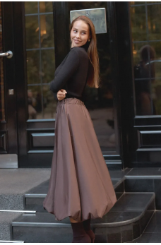 Стильная юбка полуклеш шоколадного цвета