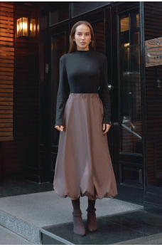 Стильная юбка полуклеш шоколадного цвета