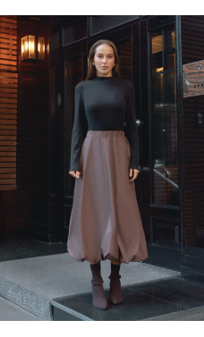 Стильная юбка полуклеш шоколадного цвета