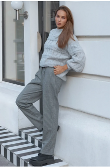 Серые офисные зауженные брюки из кашемира