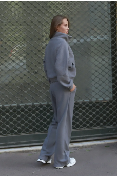 Серый теплый женский костюм-двойка