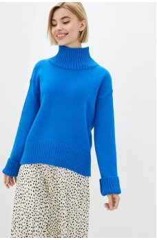 Яркий синий женский гармоничный свитер