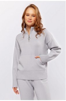Светло-серый мягкий женский свитер