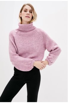 Розовый мягкий вязаный женский свитер 