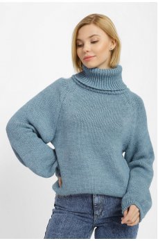 Серо-голубой повседневный женский свитер