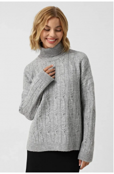 Серый оригинальный теплый свитер