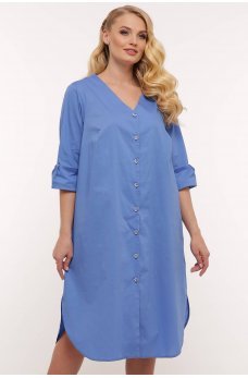 Голубое легкое утонченное платье-рубашка батал