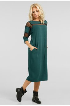 Интересное платье с сеткой зеленое