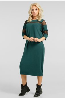 Интересное платье с сеткой зеленое