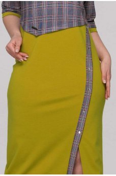 Изысканное платье футляр горчично-оливкового цвета
