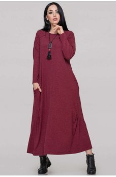 Женственное платье оверсайз бордового цвета
