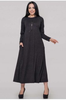 Женственное платье оверсайз темно-серого цвета