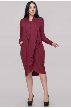 Стильное платье-туника оверсайз бордового цвета
