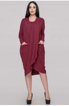 Стильное платье-туника оверсайз бордового цвета