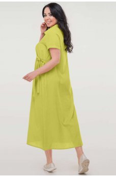 Летнее платье рубашка салатового цвета из штапеля