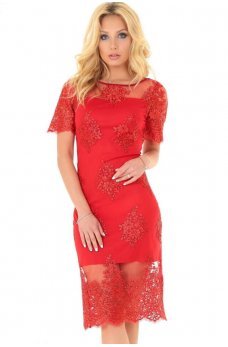 Шикарное коктейльное платье футляр красного цвета