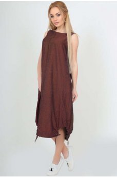 Платье мешок коричневого цвета из полированного коттона