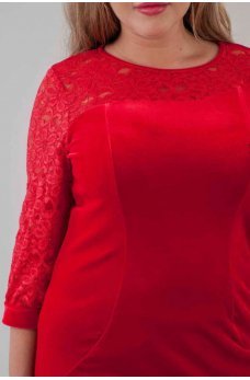Нарядное платье футляр красного цвета  батальные размеры