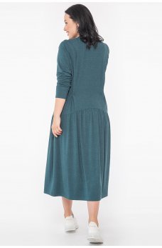 Зеленое трендовое женское платье миди